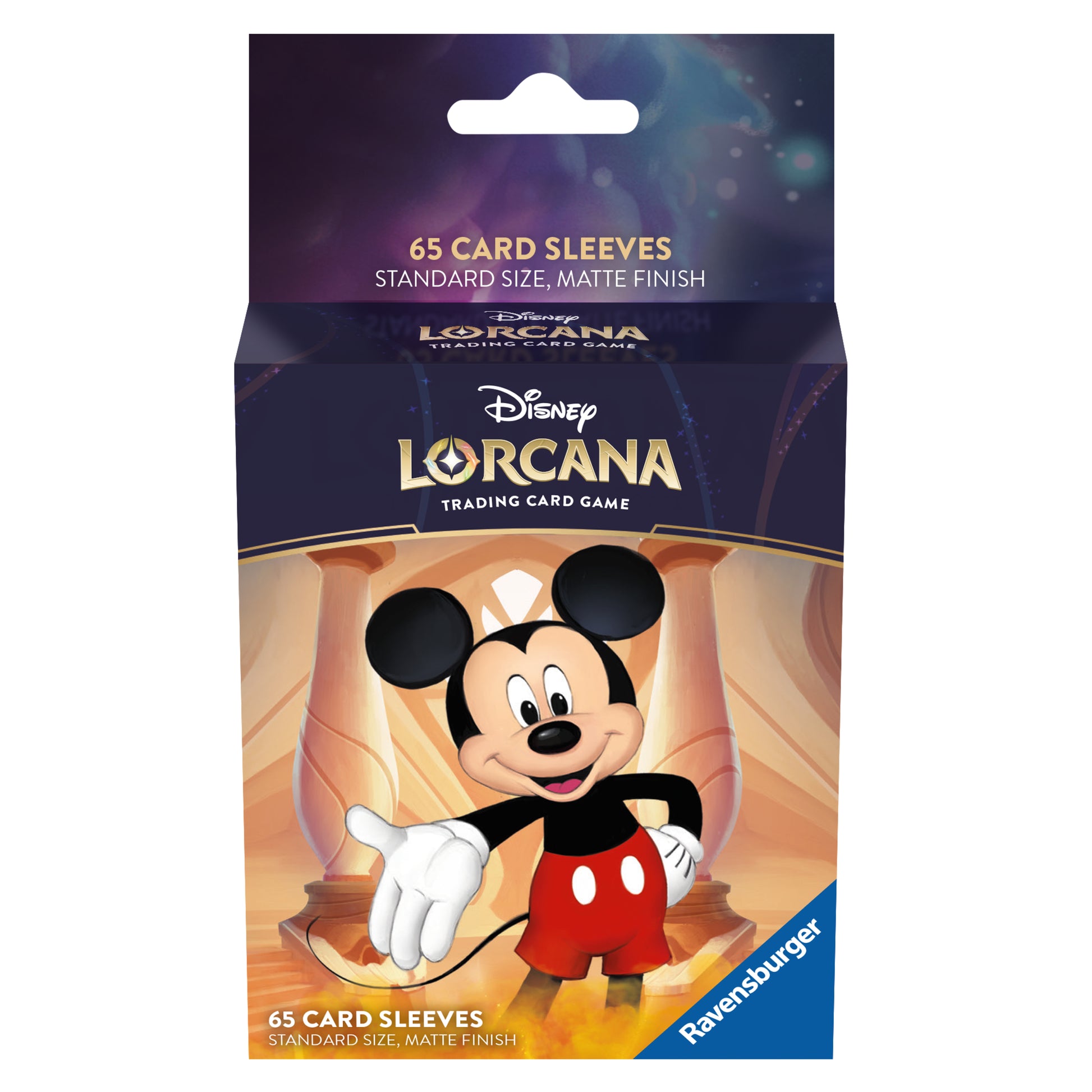 Lorcana Trading Card Game: The First Chapter Card Sleeves Pack - Mickey Mouse - Card sleeves pack featuring Mickey Mouse with red shorts and white gloves, standard size, matte finish.