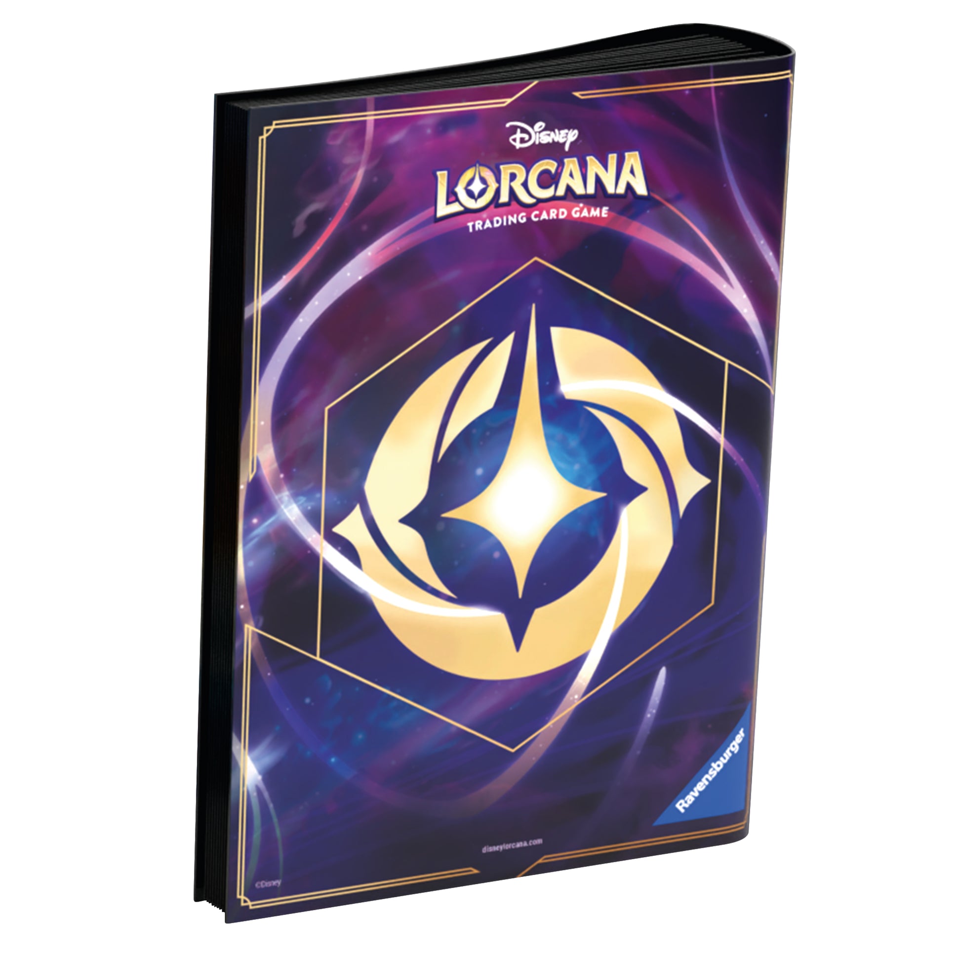 Lorcana Trading Card Game: The First Chapter Portfolio - Stitch - Purple trading card portfolio with gold Lorcana emblem and swirling cosmic design.