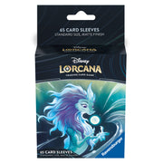 Lorcana: Floodborn - Sisu Card Sleeves - Blue and teal card sleeves pack featuring glowing white and purple lion-like creature artwork with matte finish.