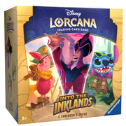 Lorcana Into the Inklands Trove - Disney Lorcana Trading Card Game box with colorful fantasy characters and bold title Into the Inklands Trove on purple and.