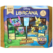 Lorcana Into the Inklands Gift Set - Disney Lorcana Into the Inklands trading card game gift set with colorful character cards and booster pack packaging.