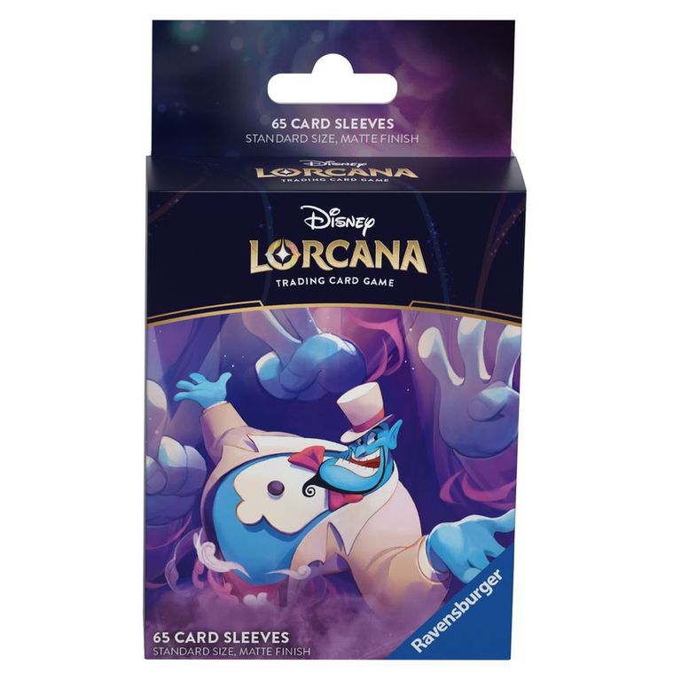 Lorcana TCG: Ursula's Return Card Sleeves - Genie - Purple and blue card sleeves featuring Disney's Genie from Lorcana TCG, 65-pack in rectangular box.