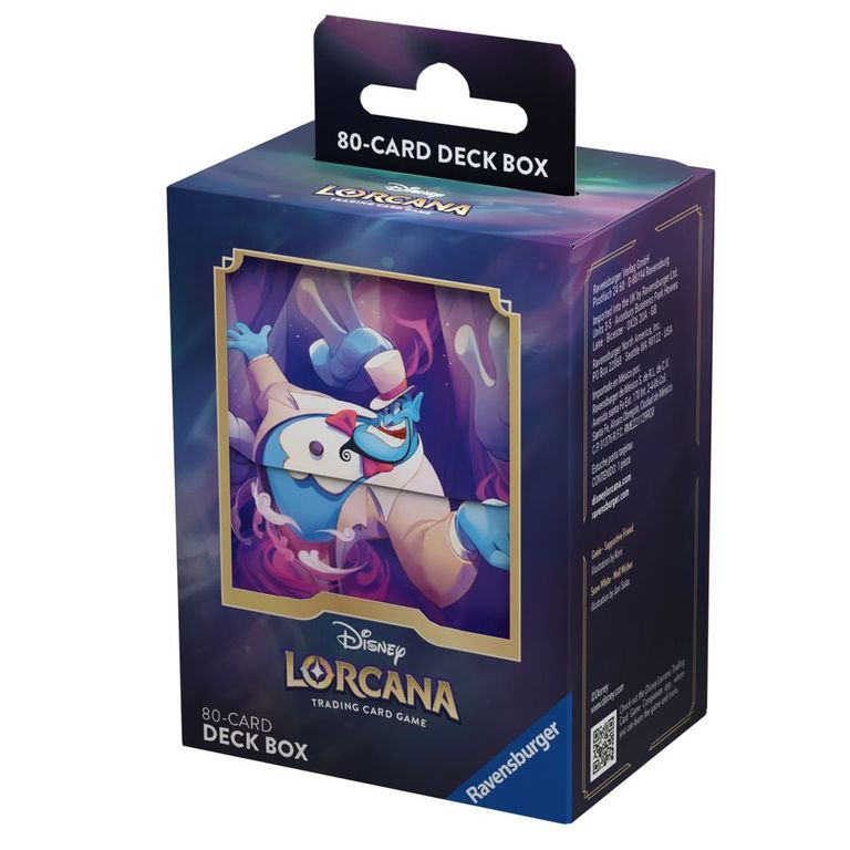 Lorcana TCG: Ursula's Return Deck Box - Genie - Purple and blue Lorcana TCG deck box featuring a smiling genie character, designed to hold 80 cards.