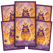 Lorcana TCG: Azurite Sea Card Sleeves Pooh - Set of card sleeves featuring Winnie the Pooh in a purple cloak holding a honey pot, autumn leaves and branches background,.