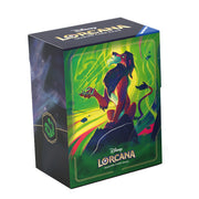 Lorcana TCG: Azurite Sea Deck Box Scar - Rectangular Lorcana TCG deck box with vibrant green and yellow background featuring a dark, stylized panther-like creature.