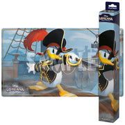 Lorcana TCG: Azurite Sea Playmat Donald Duck - Lorcana TCG playmat featuring Donald Duck dressed as a pirate with a black hat and red feather, standing on a ship deck with