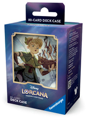 Lorcana TCG: Reign of Jafar Deck Box: Tinkerbell - Blue rectangular card deck box featuring artwork of Tinkerbell flying near ships, designed for 80 cards.
