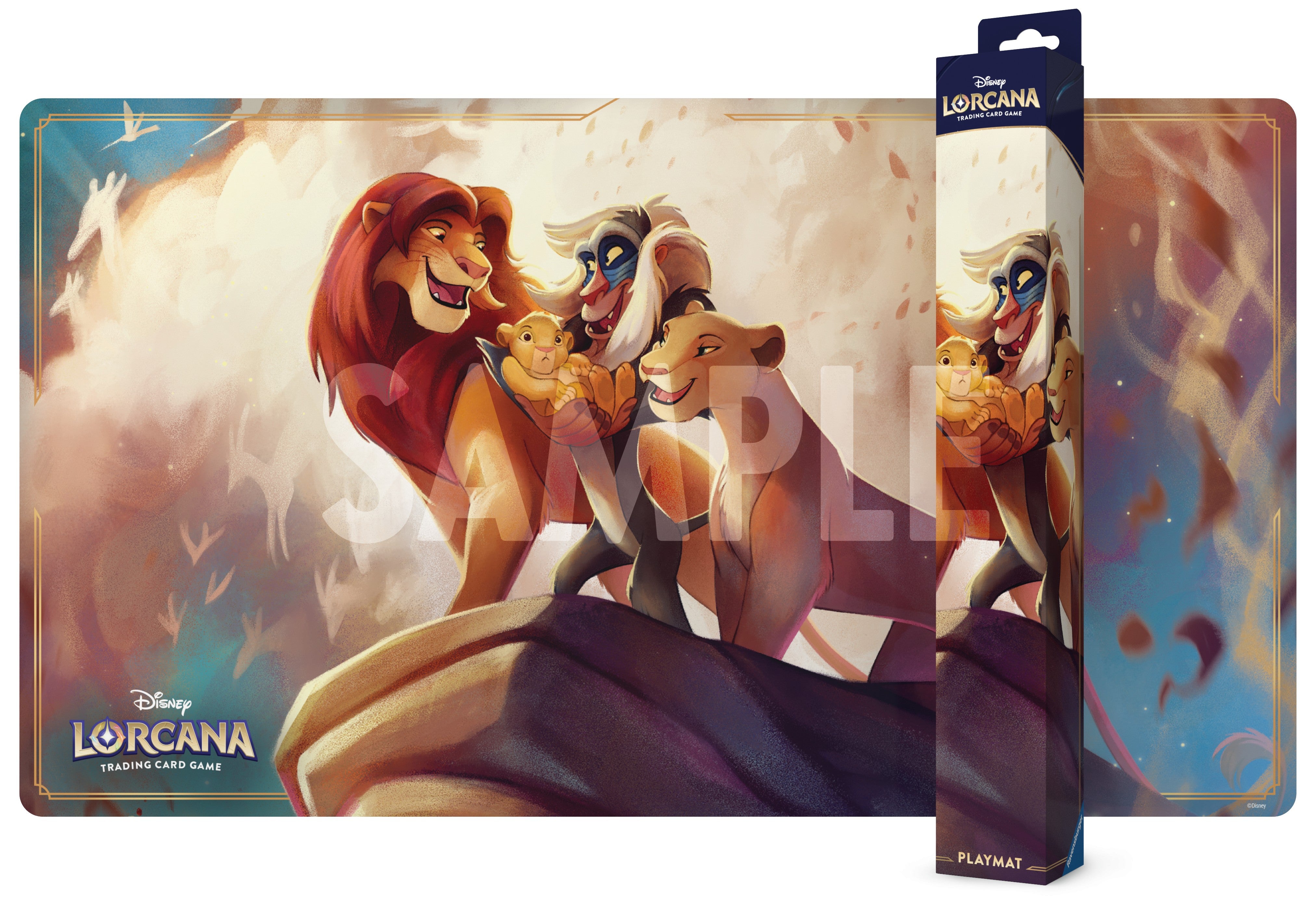 Lorcana TCG Playmat: Attack of the Vine! - Circle of Life (PREORDER) - Colorful Lorcana TCG playmat featuring vibrant Lion King characters in a warm, circular design with smooth fabric texture.