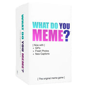 What Do You Meme: Bigger, Better Edition (PREORDER) - What Do You Meme? Bigger, Better Edition party game box with white background and colorful blue and purple text.