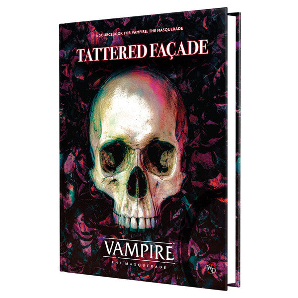 Vampire: The Masquerade: 5th Edition: Tattered Façade Sourcebook - Hardcover RPG book with dark purple and black cover featuring a realistic skull and bold white title text.