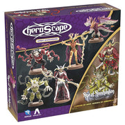 Heroscape: Heroes of Aboreas Army Expansion (PREORDER) - Heroscape Heroes of Aboreas Army Expansion box with six detailed fantasy miniatures in various poses and colors, featuring.