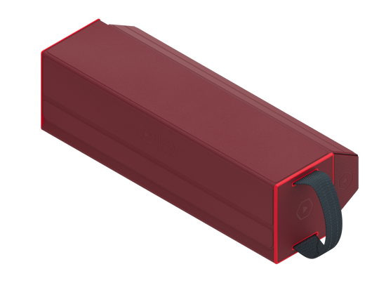 Heavy Play RFG Deckbox Carrier 500DS - Barbarian Red - Barbarian red rectangular deckbox carrier with textured finish and black strap latch.