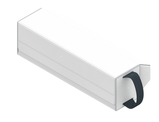 Heavy Play RFG Deckbox Carrier 500DS - Cleric White - White rectangular deckbox carrier with smooth matte finish and black elastic strap closure.