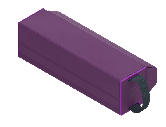 Heavy Play RFG Deckbox Carrier 500DS - Noble Purple - Noble purple rectangular deckbox carrier with smooth, solid exterior and fabric pull tab on one end.