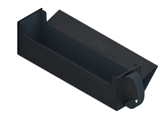 Heavy Play RFG Deckbox Carrier 500DS - Warlock Black - Black rectangular plastic deckbox carrier with a hinged lid and latch closure.