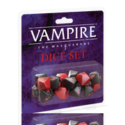 Vampire The Masquerade: 5th Edition Dice - The Masquerade themed packaging.