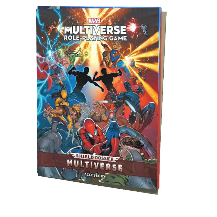 Marvel Multiverse RPG Narrator Bundle - Colorful Marvel Multiverse RPG Narrator Bundle book cover featuring various superheroes in dynamic poses with bright energy.