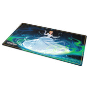 Playmat: Disney Lorcana: Set 9: Fabled: Cinderella - Rectangular playmat featuring Cinderella in a sparkling blue gown with swirling green and blue magical effects, black border