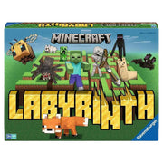 Labyrinth: Minecraft - Minecraft-themed Labyrinth board game box featuring pixelated characters like a zombie, skeleton, spider, and cat on a green