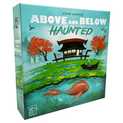 Above and Below: Haunted - Above and Below Haunted board game box with teal, orange, and green hues featuring a pagoda, trees, and underwater creatures.