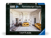 Lost Places: The Drawing Room 1000 Piece Puzzle - Ravensburger 1000-piece puzzle featuring an elegant, abandoned drawing room with ornate white walls and two vintage mustard.