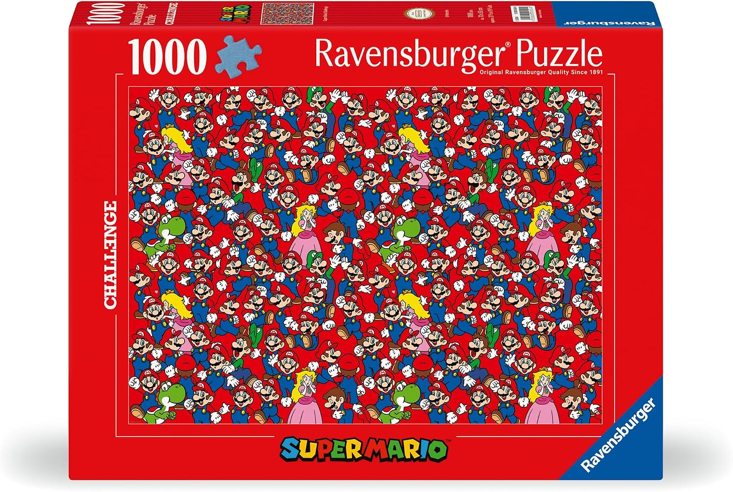 Super Mario Bros 1000 Piece Puzzle (PREORDER) - Ravensburger 1000-piece Super Mario Bros puzzle box with colorful Mario characters on red background.