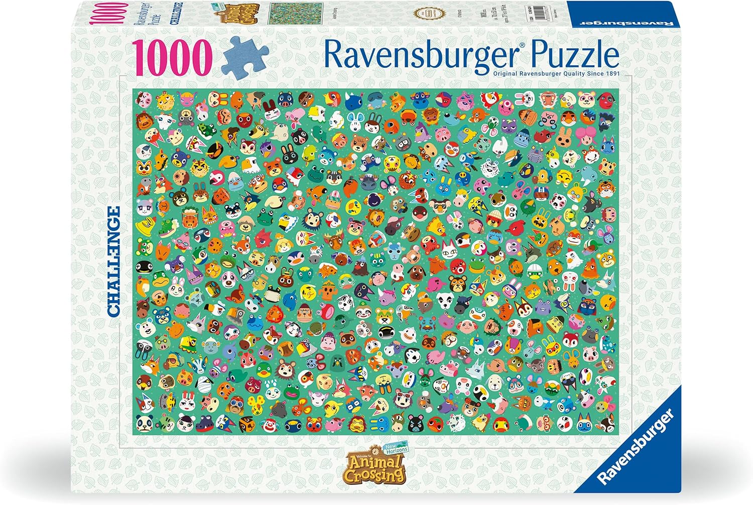 Animal Crossing 1000 Piece Puzzle (PREORDER) - Colorful Animal Crossing-themed 1000-piece Ravensburger puzzle box with vibrant character collage and white border.