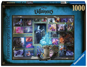 Villainous Hades 1000 Piece Puzzle - Villainous Hades 1000-piece puzzle with dark blue border, featuring Hades surrounded by scenes from Disney Villainous series