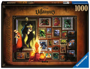 Villainous Scar 1000 Piece Puzzle - Villainous Scar 1000-piece puzzle with dark brown frame and multiple framed images of villain characters in various colors.