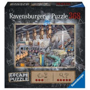 ESCAPE: The Toy Factory 368 Piece Escape Puzzle - Ravensburger 368-piece puzzle box featuring colorful detailed factory scene with hanging toys and assembly lines.