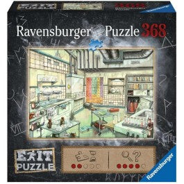 ESCAPE: The Laboratory 368 Piece Escape Puzzle - 368-piece Ravensburger puzzle featuring a detailed laboratory scene with scientific equipment and shelves.