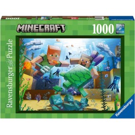 Minecraft Mosaic 1000 Piece Puzzle - Minecraft Mosaic puzzle box featuring vibrant pixelated characters and creatures from the game, 1000 pieces.