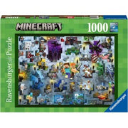 Minecraft Mobs 1000 Piece Puzzle - 1000-piece Minecraft puzzle featuring colorful pixelated mobs and characters in a game-themed collage.