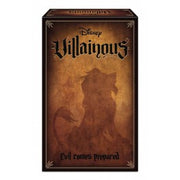 Disney Villainous: Evil Comes Prepared - Tall rectangular brown box with dark decorative border, featuring shadowed silhouette of a Disney villain and black.
