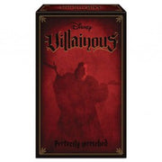 Disney Villainous: Perfectly Wretched - Rectangular dark red and black box featuring shadowy villain silhouette, labeled Disney Villainous Perfectly Wretched game.
