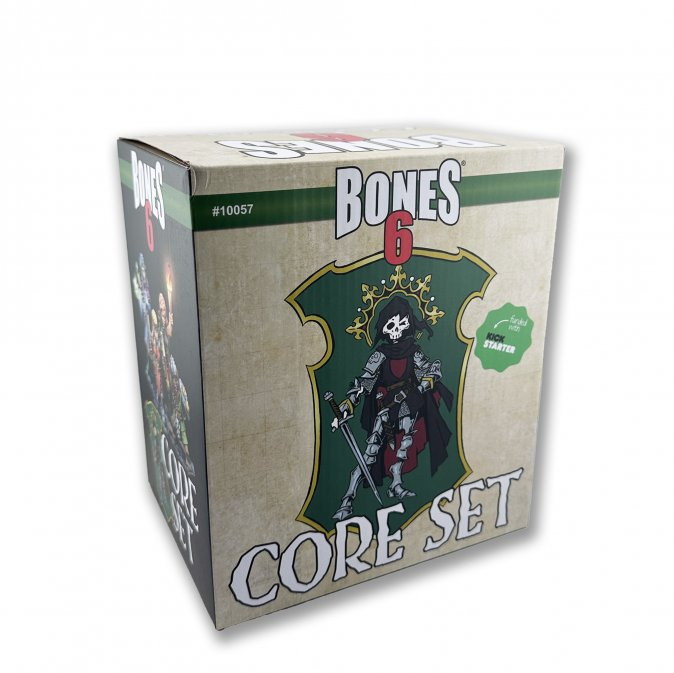 Reaper Bones 6 Core Set - Reaper Bones 6 Core Set packaging with fantasy warrior artwork on beige and green box.