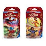 Lorcana TCG: Reign of Jafar Starter Deck 2-pack - Two Lorcana TCG Reign of Jafar starter deck packs featuring colorful Disney character artwork on red and gold packaging.