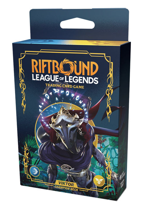 Riftbound: League of Legends TCG: Origins: Champion Deck: Viktor - Riftbound League of Legends TCG Champion Deck featuring Viktor with dark blue and gold detailed packaging.