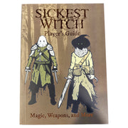Sickest Witch: Player's Guide (PREORDER) - Tan book cover titled "Sickest Witch Player's Guide" with illustration of two fantasy characters holding weapons.