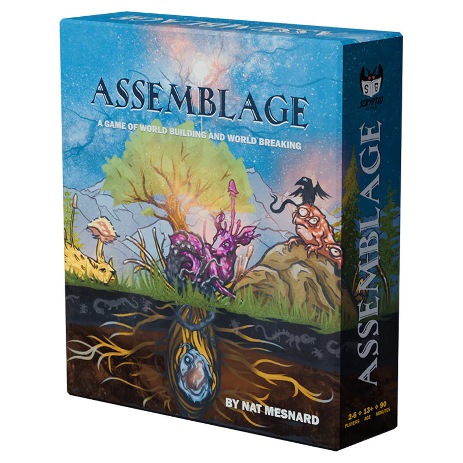 Assemblage (PREORDER) - Colorful illustrated board game box titled Assemblage with fantasy nature and mystical elements on the cover.