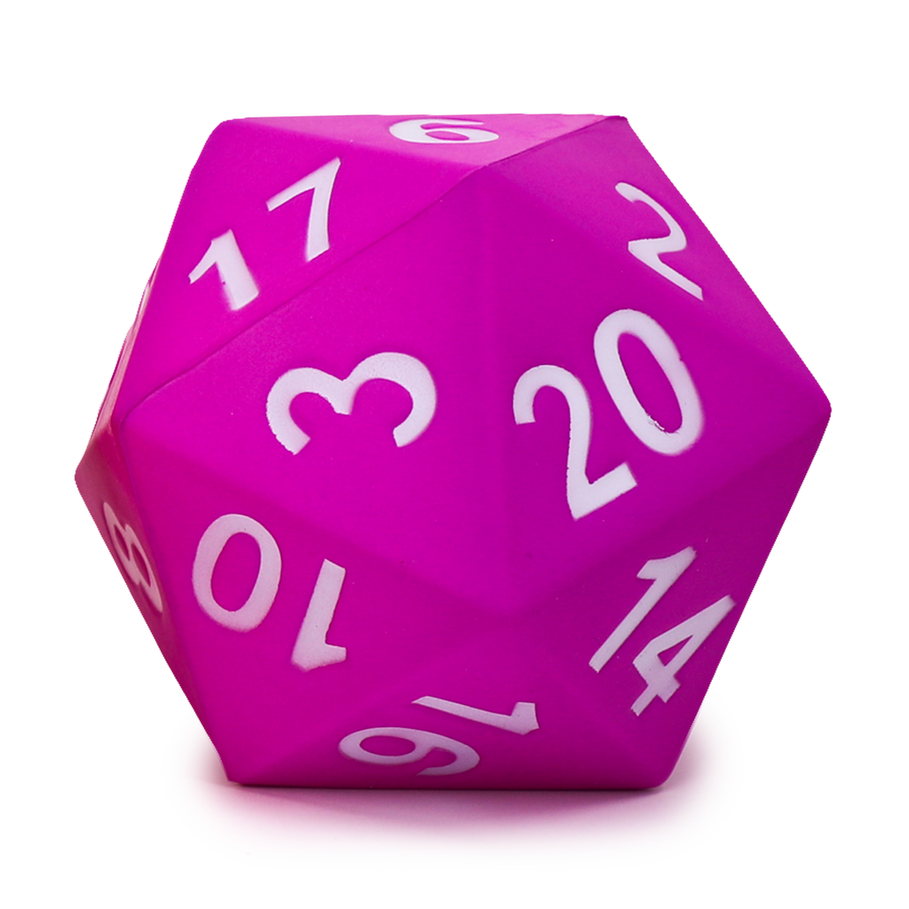Giant D20 Foam Dice - Periwinkle (PREORDER) - Giant 20-sided foam dice in vibrant periwinkle with large white numbers.