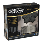 Heroscape: The Urban Landscape of Valhalla Terrain Expansion (PREORDER) - Heroscape Urban Landscape of Valhalla terrain expansion box showing plastic fortress walls and hexagonal rock-patterned.