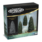 Heroscape: Forests of Valhalla Terrain Expansion (PREORDER) - Heroscape Forests of Valhalla Terrain Expansion box showing three detailed plastic forest trees in dark green and gray tones.
