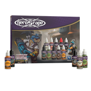 Heroscape: Army Painter Starter Set (PREORDER) - Heroscape Army Painter Starter Set box with fantasy warrior art, eight paint bottles in varied colors, and miniature figure.