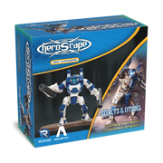 Heroscape: Army Expansion - Zetacron, Remastered (PREORDER) - Heroscape Army Expansion box featuring blue and white armored robot figure with large gun and mechanical design.