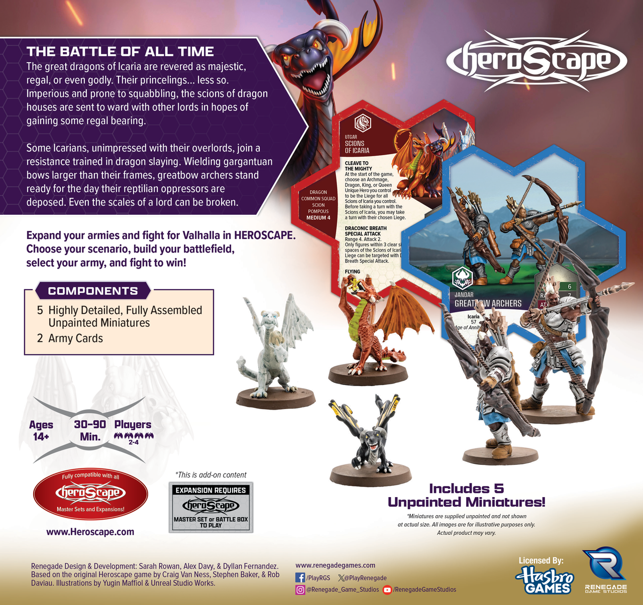 Heroscape: Greatbow Archers and Scions of Icaria Army Expansion (PREORDER) - Heroscape Greatbow Archers and Scions of Icaria expansion box featuring detailed fantasy miniatures in battle poses,.