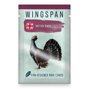 Wingspan: British Birds - Wingspan British Birds expansion pack with illustrated black and white bird, teal background, and British flag emblem.