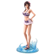 Static Arts Action Figure: Final Fantasy VII Rebirth - Tifa Lockhart (Swimsuit Ver.) (PREORDER) - Tifa Lockhart action figure in purple ruffled bikini with flower hair accessory, standing on translucent blue wave base.
