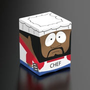 Squaroes: 100+ Deckbox - South Park - Chef - Square deck box featuring a cartoon chef character with white hat and red, white, blue uniform labeled "CHEF".