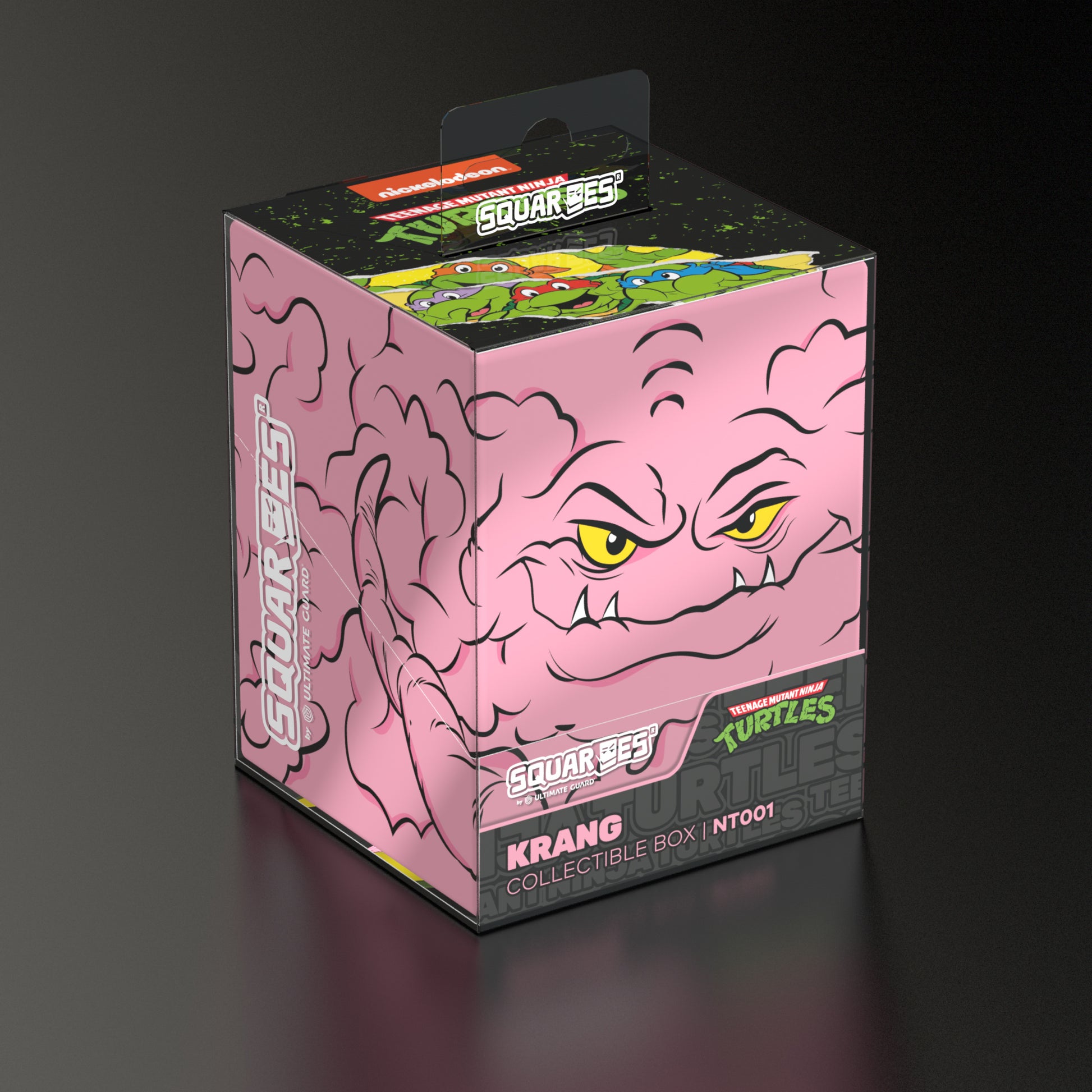 Squaroes: 100+ Deckbox -Teenage Mutant Ninja Turtles - Krang (Chase) - Pink brain-shaped deck box with yellow eyes and black outlining, features Teenage Mutant Ninja Turtles branding and Krang.